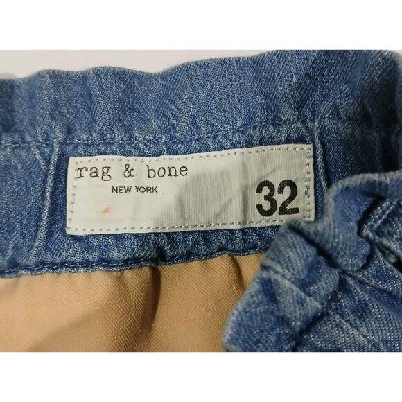 Rag & Bone Paperbag Waist Cotton Linen Denim Shorts - Picture 5 of 9